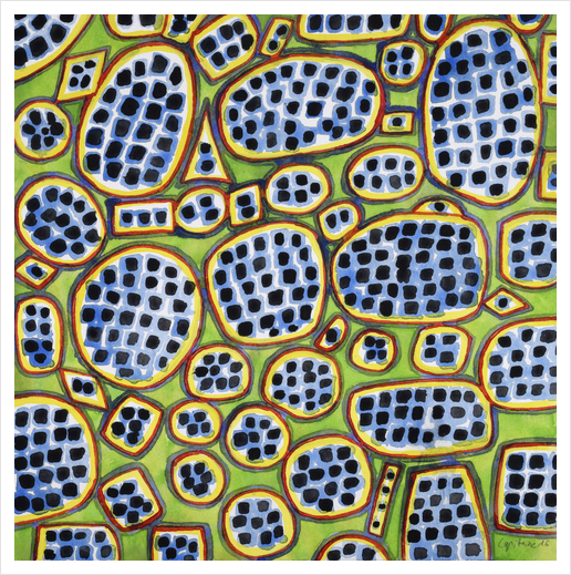 Blue-Black Seeds Pattern Art Print by Heidi Capitaine