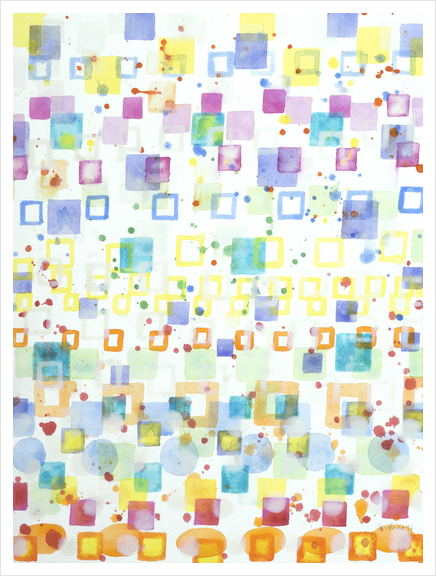 Light Squares with Drops Pattern  Art Print by Heidi Capitaine