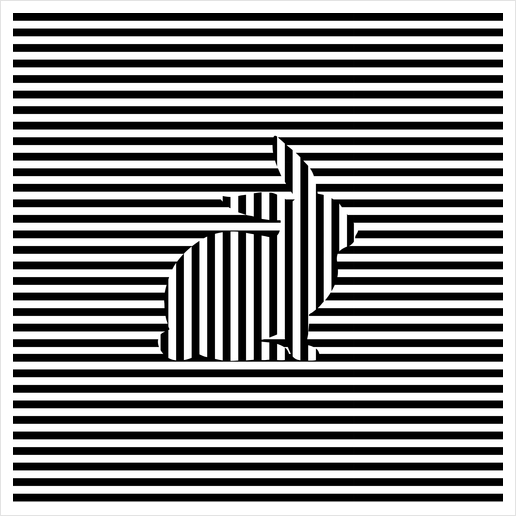 Rabbit Silhouette on Stripes Art Print by Divotomezove