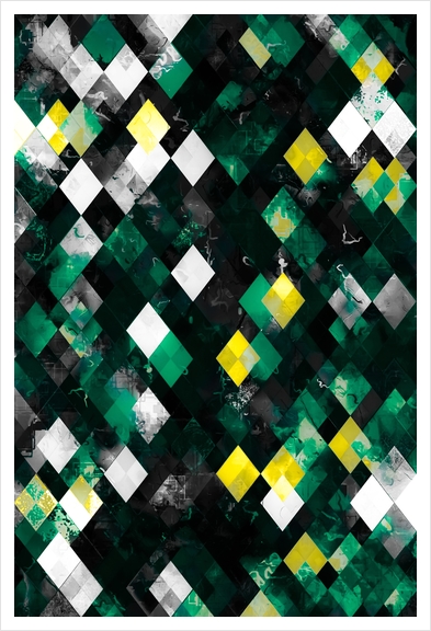 graphic design geometric pixel square pattern abstract background in green yellow Art Print by Timmy333