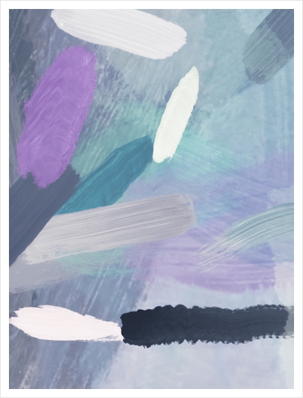 brush painting texture abstract background in purple green black Art Print by Timmy333