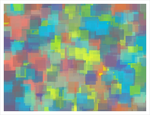 geometric square pattern abstract background in blue yellow brown Art Print by Timmy333