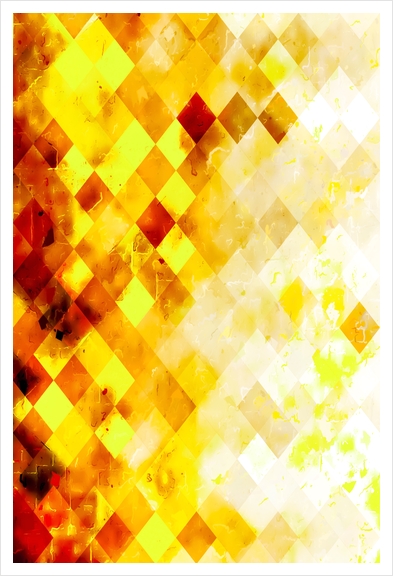 geometric pixel square pattern abstract background in brown yellow Art Print by Timmy333