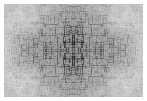 fractal graphic design geometric symmetry line pattern abstract background in black and white Art Print by Timmy333