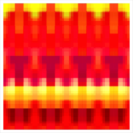 geometric symmetry art pixel square pattern abstract background in red yellow Art Print by Timmy333