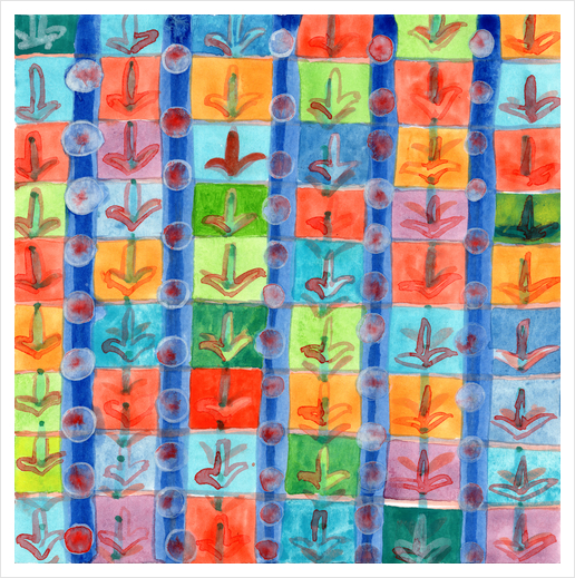 Colorful Planting Plants in Squares Pattern  Art Print by Heidi Capitaine