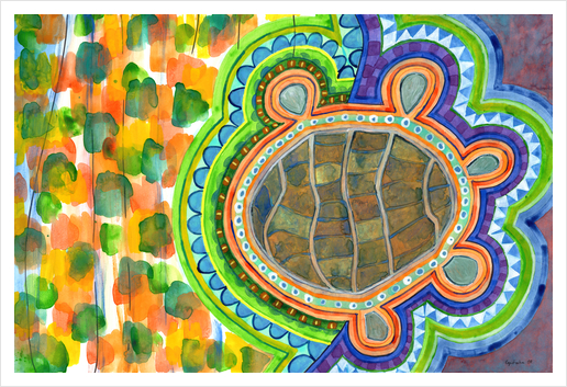Weird Turtle in picturesque Blobs Pattern  Art Print by Heidi Capitaine