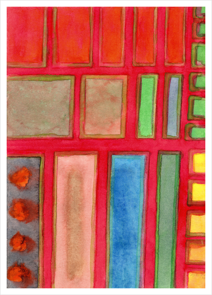 Some Chosen Rectangles ordered on Red  Art Print by Heidi Capitaine