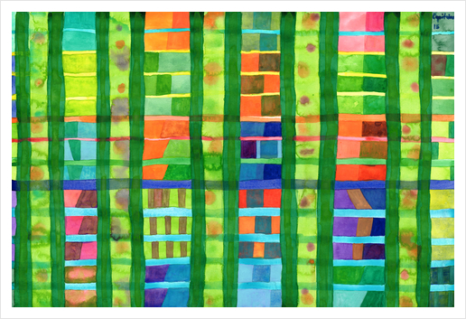 Colored Fields With Bamboo  Art Print by Heidi Capitaine