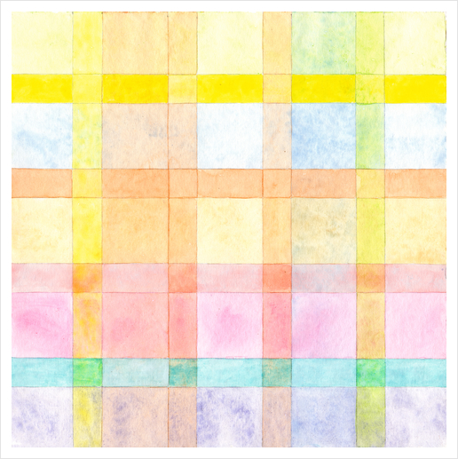 Pastel colored Watercolors Check Pattern  Art Print by Heidi Capitaine