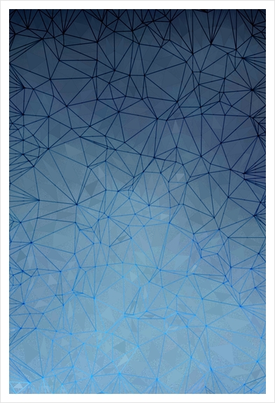 fractal geometric line pattern abstract art in blue Art Print by Timmy333