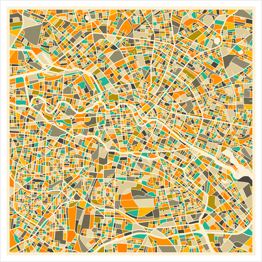 BERLIN MAP 1 Art Print by Jazzberry Blue
