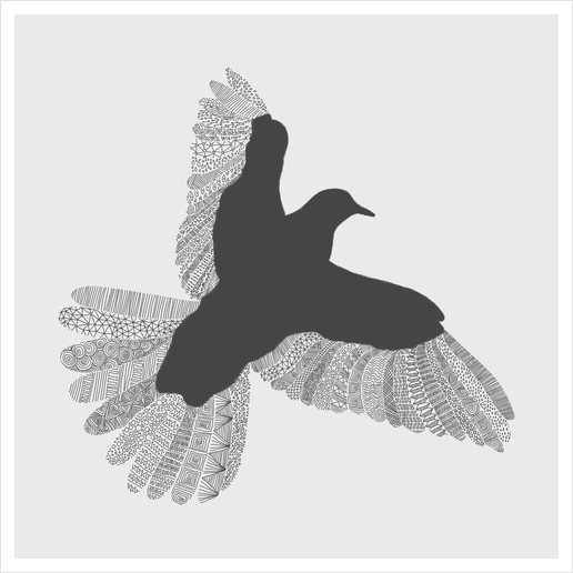 Bird (on grey) Art Print by Florent Bodart - Speakerine