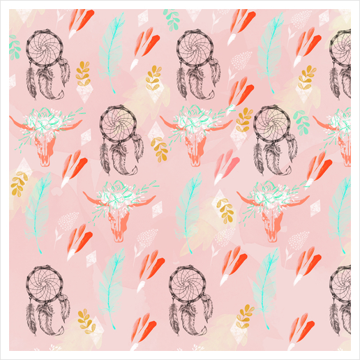 Bohemian pink pattern Art Print by mmartabc
