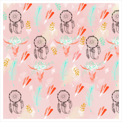 Bohemian pink pattern Art Print by mmartabc