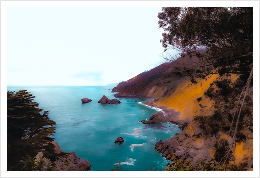 mountains with coastal scenic at Big Sur, highway 1, California, USA Art Print by Timmy333