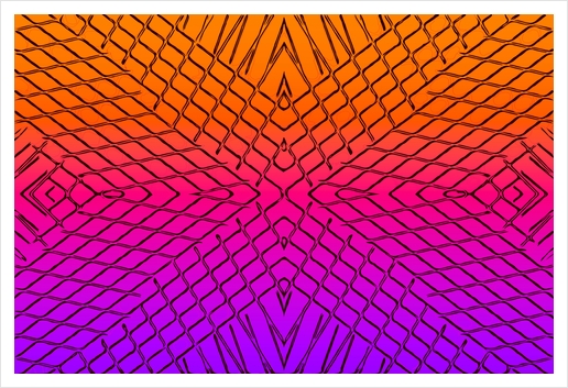 geometric symmetry line pattern abstract in orange purple pink Art Print by Timmy333