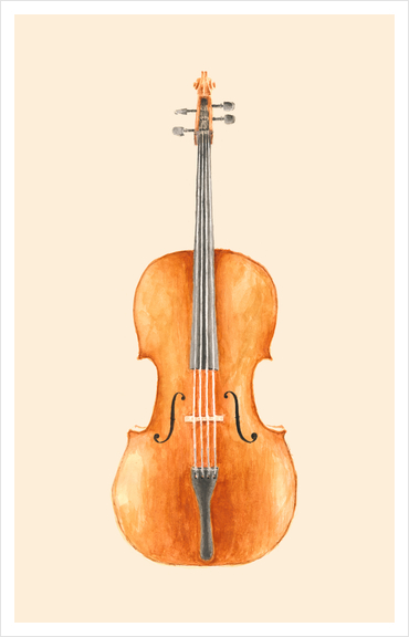 Cello - Watercolors Art Print by Florent Bodart - Speakerine
