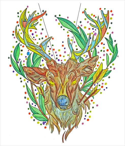 Colorful deer Art Print by RomArt