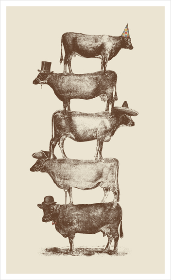 Cow Cow Nuts Art Print by Florent Bodart - Speakerine
