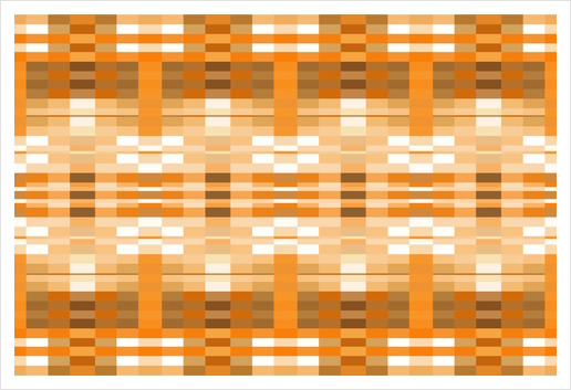 geometric symmetry pixel square pattern abstract background in brown Art Print by Timmy333