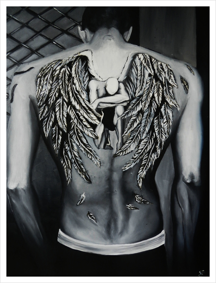 Angel back Art Print by Emy Calmel