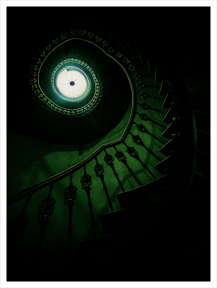 Spiral staircase in green tones Art Print by Jarek Blaminsky