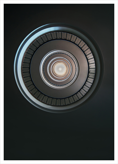 Monochromatic round staircase Art Print by Jarek Blaminsky
