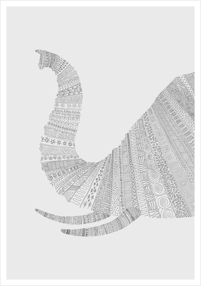 Elephant (on grey) Art Print by Florent Bodart - Speakerine