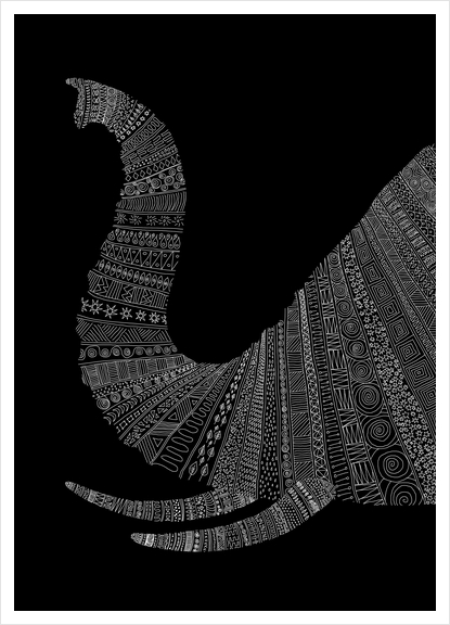Elephant (on black) Art Print by Florent Bodart - Speakerine