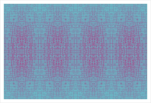 graphic design geometric symmetry square line pattern art abstract background in pink blue Art Print by Timmy333