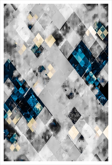 graphic design geometric pixel square pattern art abstract background in blue black Art Print by Timmy333