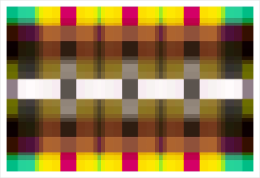 geometric symmetry pixel square pattern abstract background in yellow pink green Art Print by Timmy333