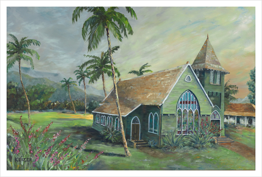 Green Church Hanalei,Kauai Art Print by DanKeizer