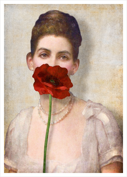 Girl with Red Poppy Flower Art Print by DVerissimo