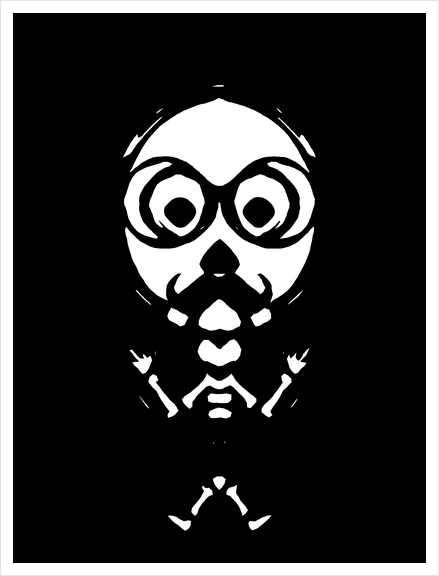 old skinny skull and bone with glasses in black and white Art Print by Timmy333