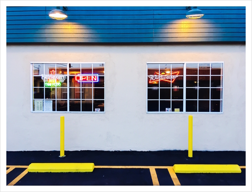 windows of the bar and restaurant in Los Angeles, USA Art Print by Timmy333