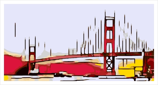 drawing Golden Gate bridge, San Francisco, USA with white background Art Print by Timmy333