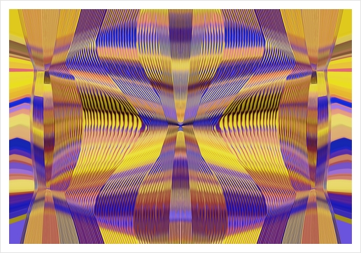 blue purple yellow and gold lines drawing abstract background Art Print by Timmy333