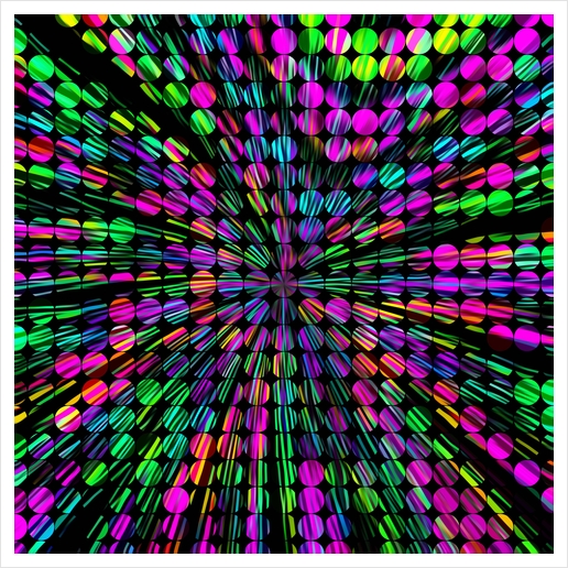 geometric circle abstract pattern in pink blue green black Art Print by Timmy333