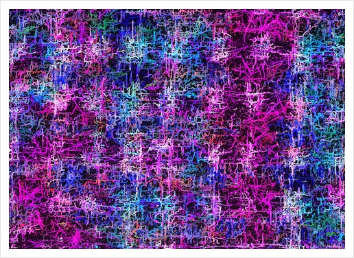 psychedelic abstract art pattern texture background in pink blue black Art Print by Timmy333
