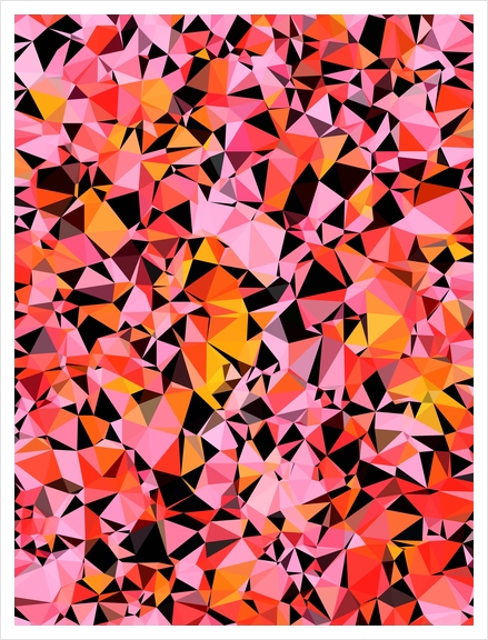 geometric triangle pattern abstract in pink yellow black Art Print by Timmy333