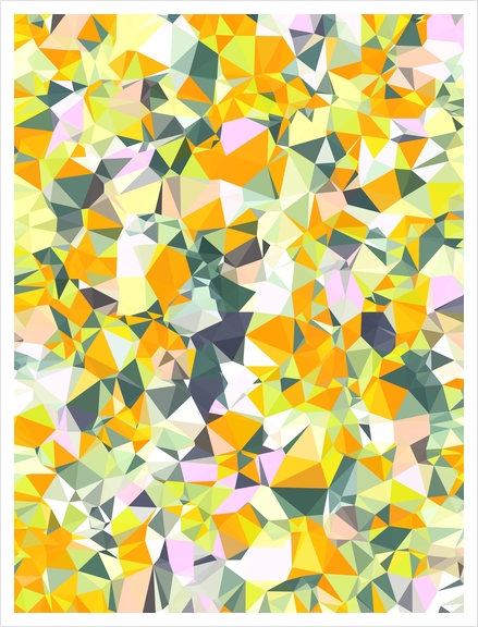 geometric triangle pattern abstract in orange green yellow Art Print by Timmy333