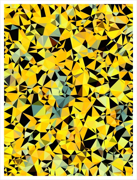 geometric triangle pattern abstract in yellow green black Art Print by Timmy333