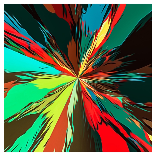 geometric splash painting abstract in red green yellow blue and brown Art Print by Timmy333