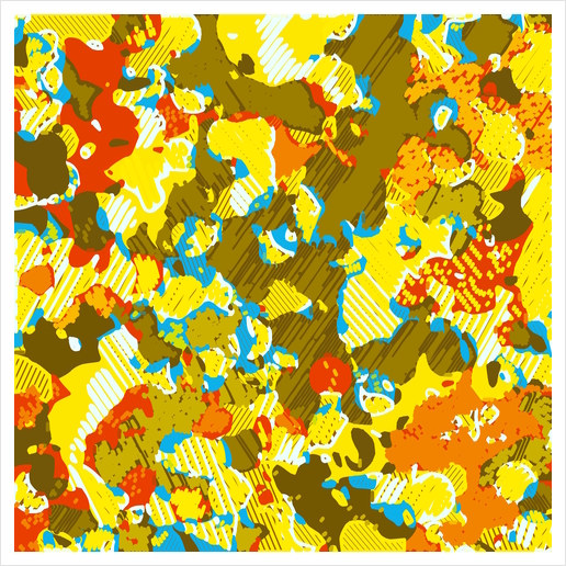 psychedelic graffiti painting abstract in yellow blue brown and red Art Print by Timmy333
