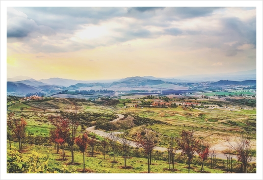 summer sunlight with cloudy sky and rural view Art Print by Timmy333