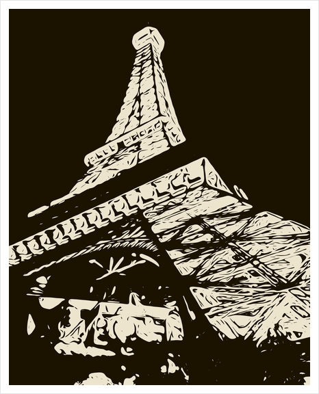 drawing Eiffel Tower, Paris in black and white Art Print by Timmy333