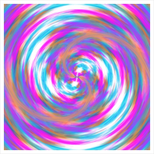 psychedelic circle pattern painting abstract in pink orange blue Art Print by Timmy333
