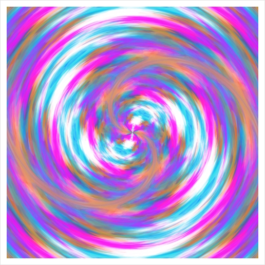 psychedelic circle pattern painting abstract in pink orange blue Art Print by Timmy333